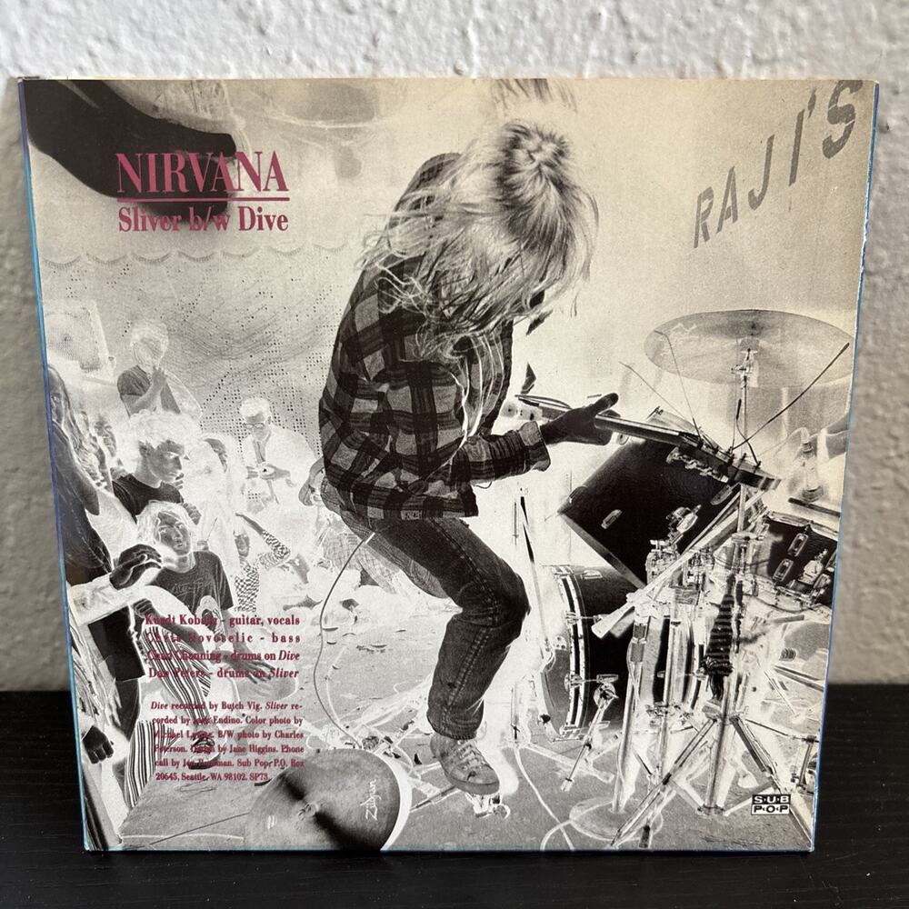 Nirvana - Sliver / Dive 7" Vinyl Single (Sub Pop SP74) 1990 Grunge Yellow Vinyl